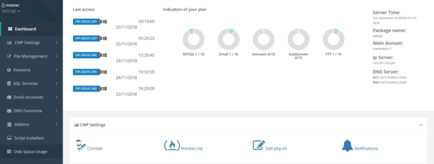 CWP Centos Panel Kullanıcı Yönetim Ekranı CWP Centos Panel Kullanıcı Yönetim Ekranı