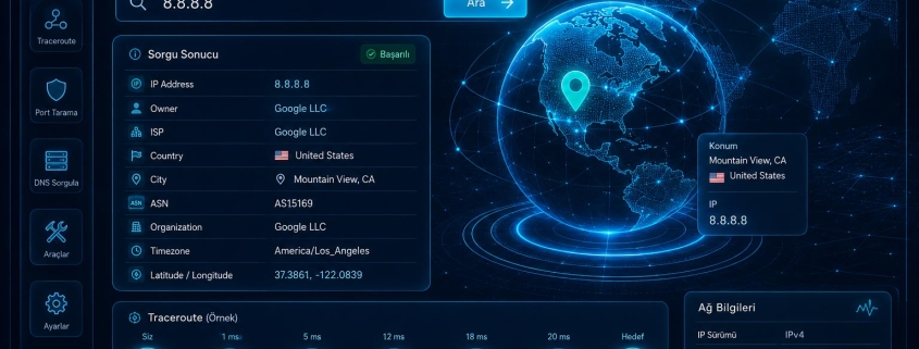 IP Adresinin Sahibini Bulma aracı, bir IP adresinin hangi internet servis sağlayıcısına veya kuruma ait olduğunu hızlıca öğrenmenizi sağlar.